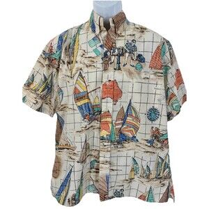 Reyn Spooner VTG 80’s Shirt Australia Sailing America’s Cup Aloha Map XL